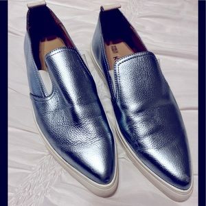 Metallic Silver Women's Loafers